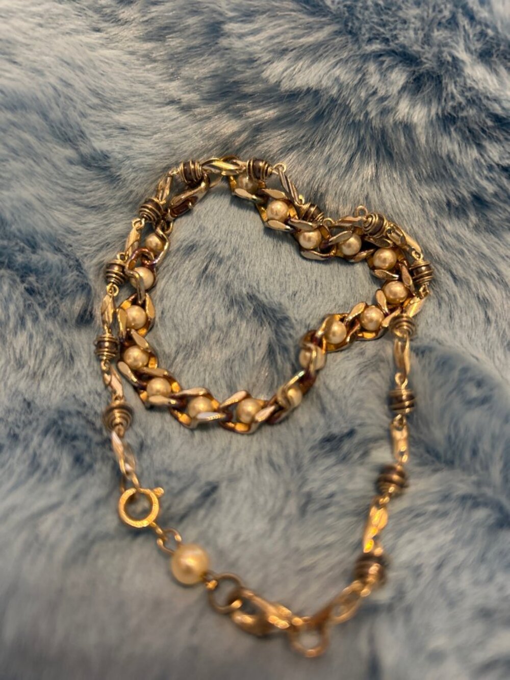 Vintage Necklace Bundle of 2 Pearl Link Beaded Chain Necklaces